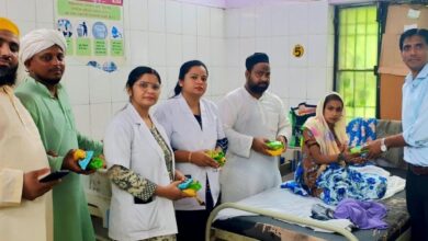 Distributed fruits and biscuits to patients in the hospital.