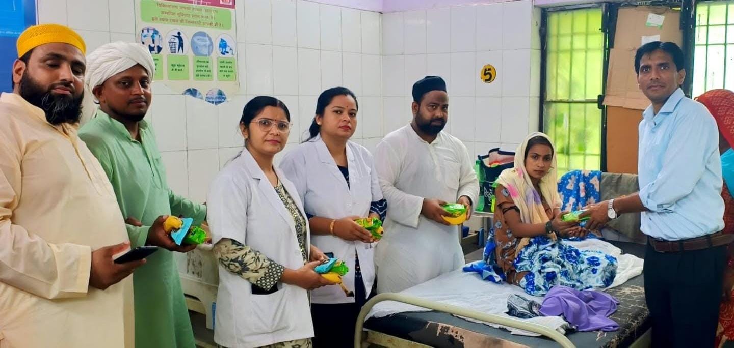 Distributed fruits and biscuits to patients in the hospital.