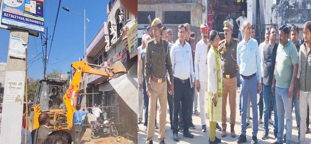 भरथना में अतिक्रमणकारियों पर गरजा बुलडोजर