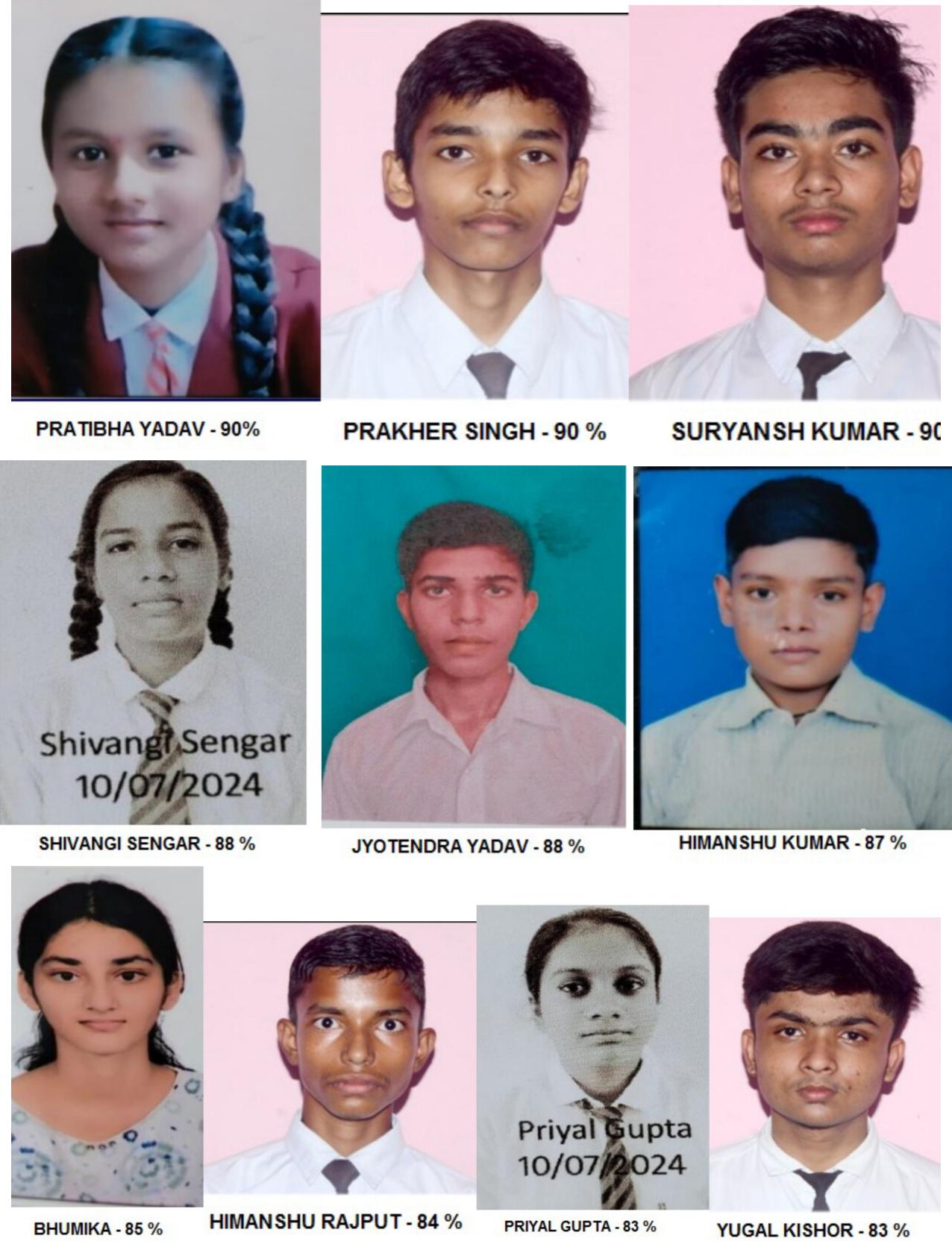 Ten students of St. Kevalananda topped the school