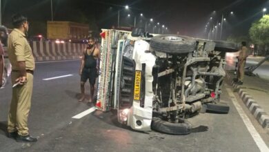 नींद की झपकी से पिकअप पलटी:चालक घायल