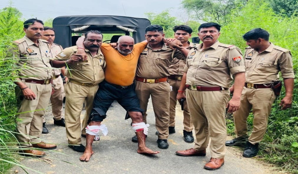 हत्यारोपी को दो घंटे में मुठभेड़ के बाद दबोचा