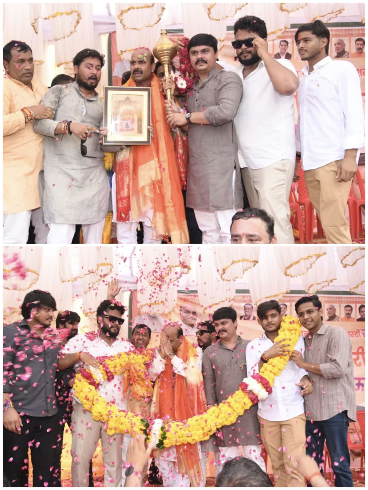 भाजपा के नवनिवार्चित राष्ट्रीय महामंत्री हरीश द्विवेदी का अंश द्विवेदी ने किया भव्य स्वागत