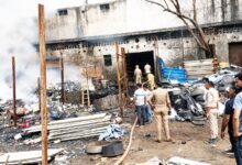 Massive fire breaks out at a scrap warehouse in Hindon Vihar.