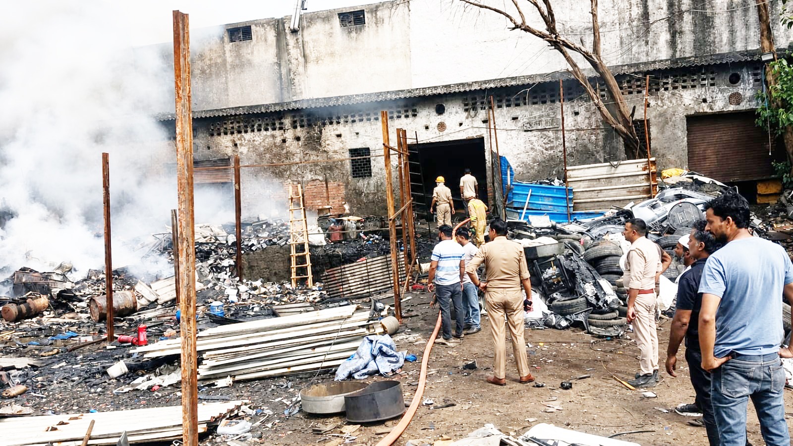 Massive fire breaks out at a scrap warehouse in Hindon Vihar.