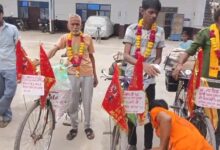 केलादेवी दर्शन को साइकिल से रवाना हुए श्रद्धालु