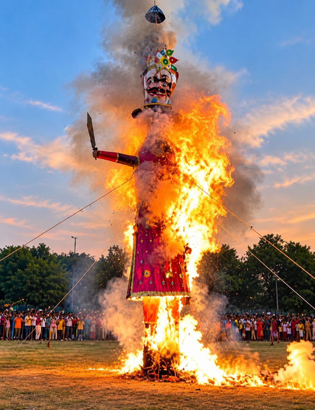 कविनगर रामलीला में धूमधाम से हुआ रावण दहन